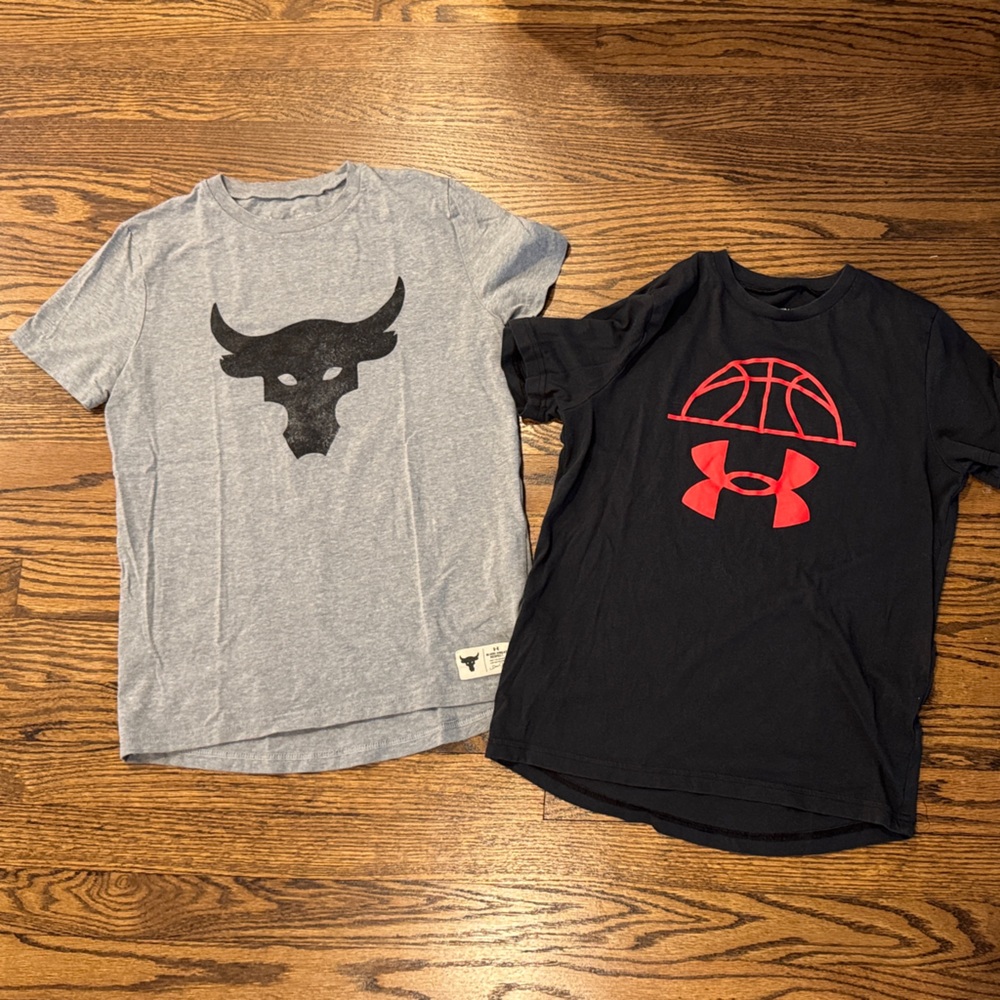 Under Armour Kids' Gray and Black Tees with Graphic Prints